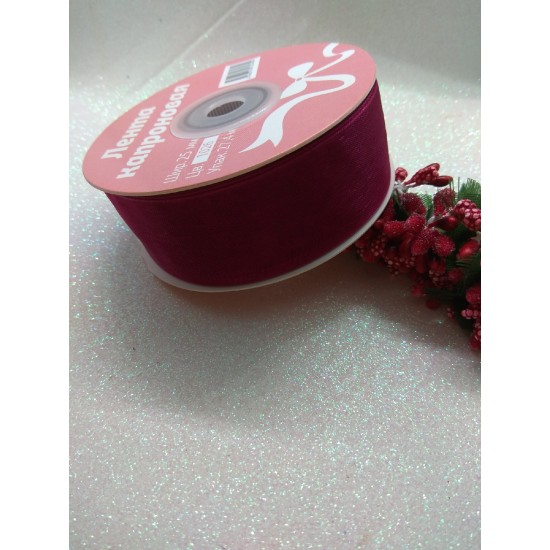 Лента органза 2,5 см (цв. вишневый)